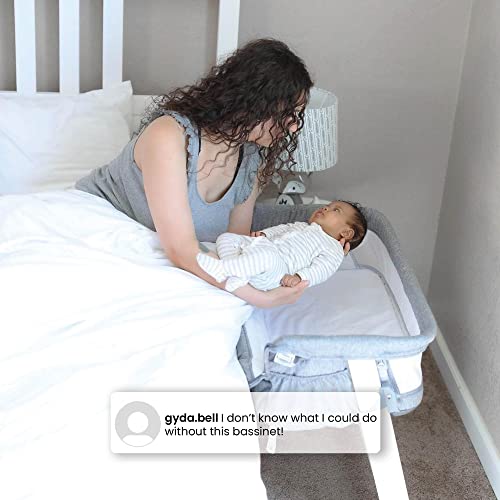 Delta Children Simmons Kids Dream Bedside Bassinet with Zip-Down Side Wall – Convenient Baby Sleeper with Breathable Mesh and Adjustable Heights - Lightweight Portable Crib, Grey - image 9