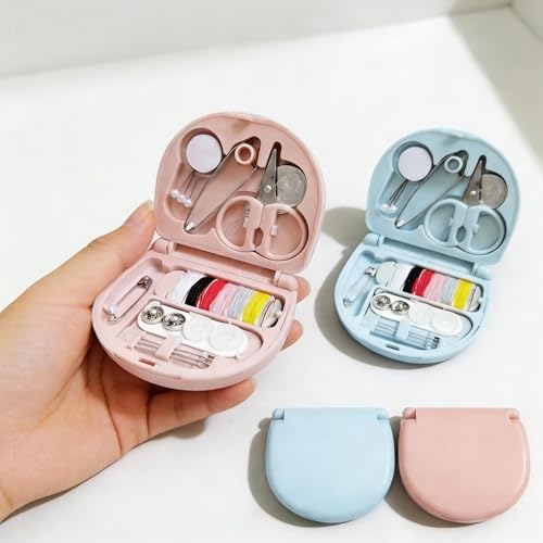 Obear 2 Pack Mini Sewing Kit - Emergency Travel Repair Set with Threads Needles & Scissors for Beginners Camping & Daily Use