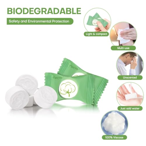Image of Compressed Disposable Face Towel Cleaning Kit 300, Mini Individual Packages Washcloths,Compact Towels Portable Wash Cloths Cotton Wipes Tablets Coin Tissues Towelettes for Travel Hotel Camping