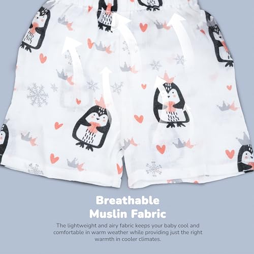 Image of BAYBEE 100% Muslin Cotton New Born Baby Clothes for Kids | Sleeveless Summer Wear with Soft & Breathable | Shirt and Shorts Set | Jablas for Baby Girl Boy Dress