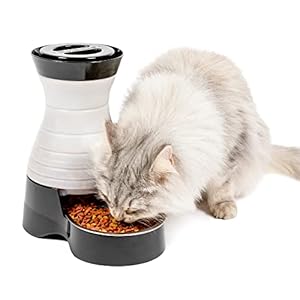 PetSafe Healthy Pet Food Station – Small, 2 lb Kibble Capacity – Gravity Pet Feeder Dry Food Dispenser – Automatic Cat Feeder or Small Dog Feeder – Removable Stainless Steel Bowl Included