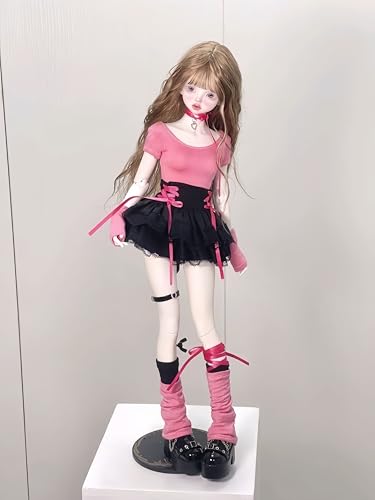 Robe faite à la main rose et vêtements BJD 1/4 ajustés