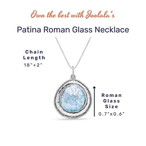 Joolala Patina Roman Glass Necklace For Women, Sterling Silver Women’s Pendant, 925 Sterling Silver, Oxidized Finish, Elegant And Stylish, Ideal Gift For Her #TOP1