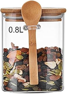 Glass Storage Jars with Airtight Lid and Spoon,Food Storage Jars,Overnight Oats Containers with Lids,Airtight Kitchen Canisters Jars for Coffee,Tea,Sugar,Cookie,Spice,Bath Salt Containers 27OZ/800ML