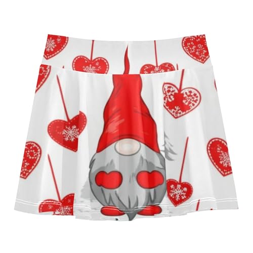 Preppy Athletic Shorts for Girls Skorts Tennis Skirts Kids Flowy Skirt Cute Christmas Gnome Red 4t2