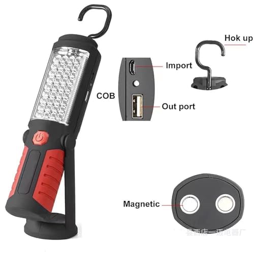 Powerful 36+5 LED 3000 Lumens Portable Flashlight Torch Rechargeable Inspection Lamp Camping Light Hands Free Garage Workshop Flashlight with Adjusting Stand, Hanging Hook and Magnet Base - Image 4