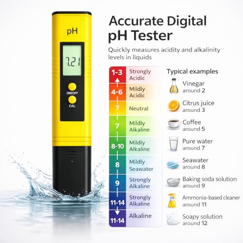 Image of Digital pH Meter for Water Testing 0-14 pH Range with ATC | Pocket pH Tester for Drinking Water, RO & Aquarium | With Calibration Packets (pH Meter) (pH Meter)