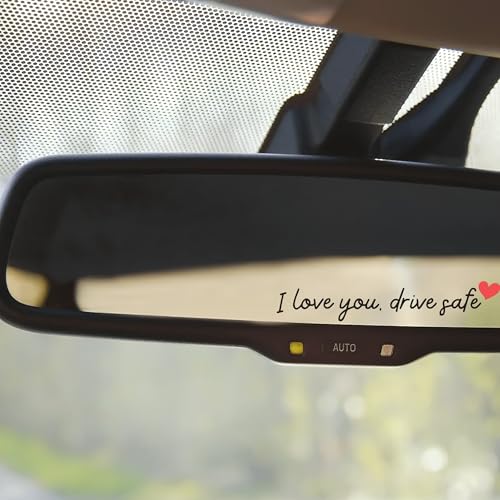 Image of Miarita 3X I Love You Drive Safe Mirror Sticker, Cute Car Stickers for Womens, Car Decals for Women, Rear View Mirror Sticker, Valentines Day Gifts for Her, Him (I Love You Drive Safe Black)