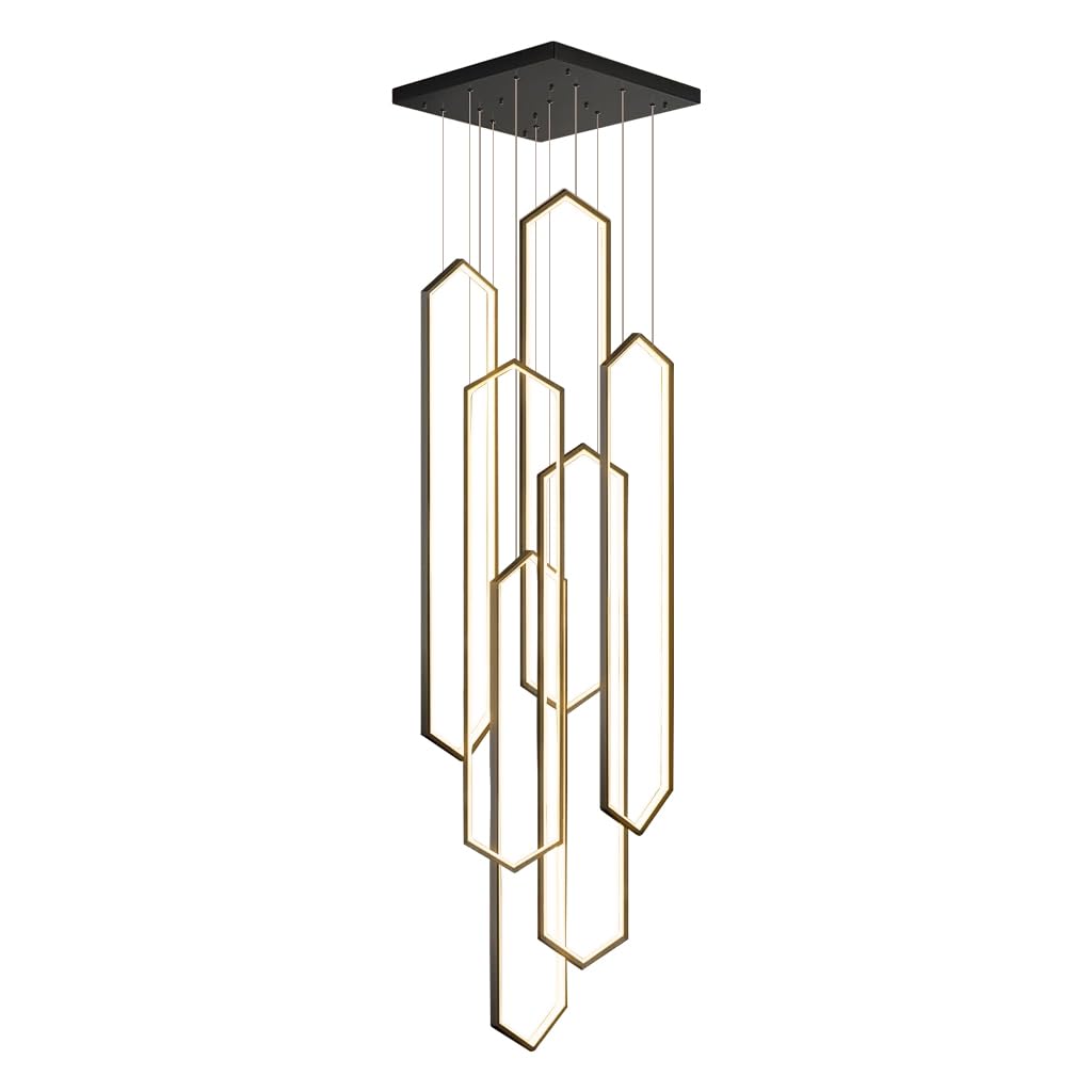 HXYSXHJUO Modern Cluster Chandelier, LED Dimmable Pendant Light with Remote Control, Adjustable Hanging Cord, High Ceiling Lighting Fixture for Stairwell or Foyer