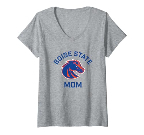 Womens Boise State University BSU Broncos Arched Mom V-Neck T-Shirt