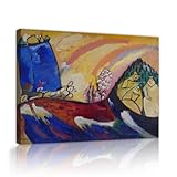 抽象表現主義のキャンバスプリントは、リビングルーム寝室オフィスのホームデコレーションペインティングのための明るいカラフルな風景ウォールアートトロイカ35x52cmインナーフレーム付き