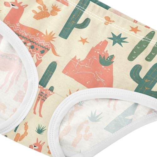 Wusikd Cacti Mountains Girls' Underwear Cotton Llama Girls Briefs Soft Toddler Underwear 2T4