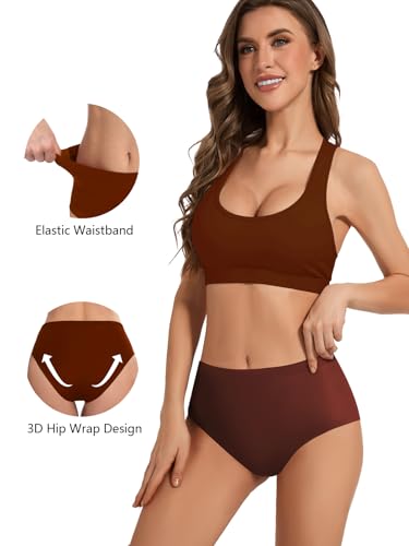 Image of Women Underwear Seamless No Show Full Coverage Briefs Invisible High Waisted Soft Breathable Panties 6 Pack