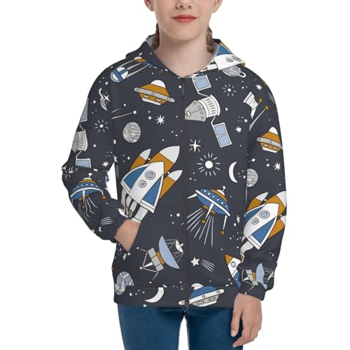 Space Cars Kids Pullover Hoodies Boys Zip Up Sweatshirts Girls Athletic Clothes with Pocket3