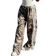 ZAFUL Womens Side Striped Pant Baggy Wide Leg Sweatpants Elastic Waisted Contrast Stripes Loose F...