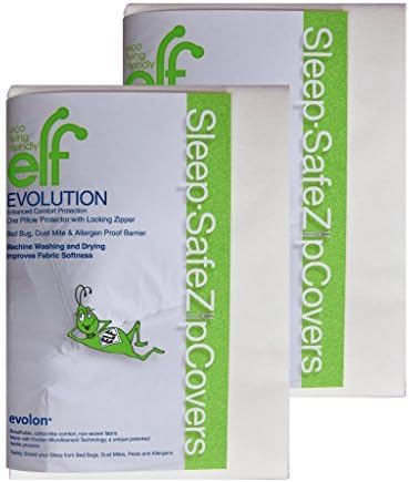 Eco Living Friendly Evolon Pillow Protector | 2 Pack King Zippered Encasement | Sleep Safe Zipper Cover