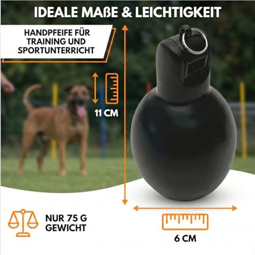 BEST SPORTING Handpfeife für den Sportunterricht – Hygienische Handbedienung & kräftiger Pfiff durch PVC-Blasebalg – Schwarze Trillerpfeife