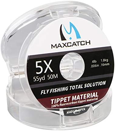 M MAXIMUMCATCH Maxcatch Fluorocarbon Fly Fishing Tippet Material Leader Line –Virtually Invisible – 55yards 0X-6X (Made in Japan) (4X)