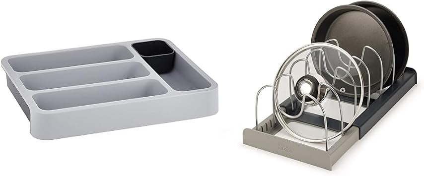 Joseph Joseph Modern Minimalist Expandable Cookware Organizer - Grey DrawerStore Expanding Cutlery Tray