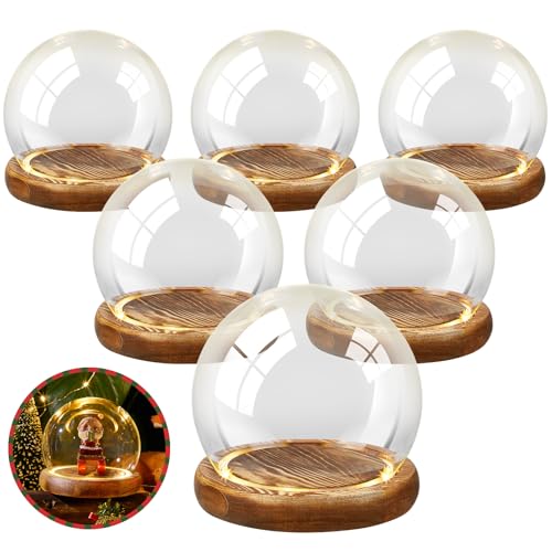 Funtery 6 Pcs 3.94 Inch Christmas Glass Display Dome Cloche Glass Globe