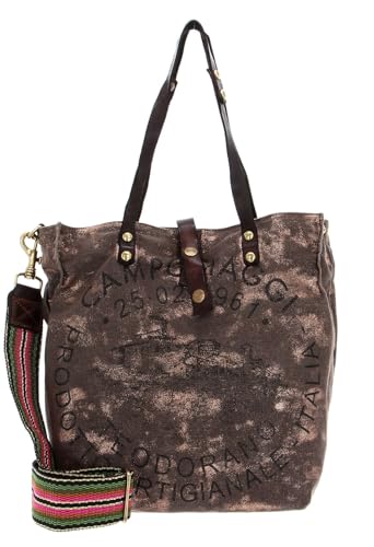 Campomaggi Schultertasche Shopper Shopping Bag Bronzo - T/Grigio + St. Nera braun