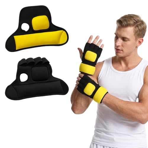 Image of Proberos Gym Gloves, 1KG Each Weighted Gloves, Finger Sleeve Bands Design with Adjustable Wrist Strap, Men and Women, Beginners Strength Training Hand Weights (1KG Each)