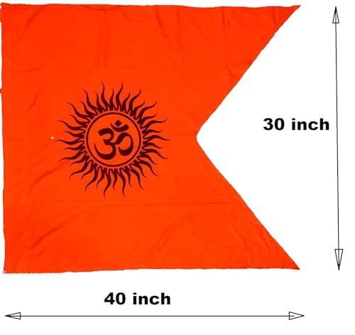 Poveria Om Printed Bhagwa Jhanda Saffron Om Flag Pataka Dwaj (30x40 Inch)