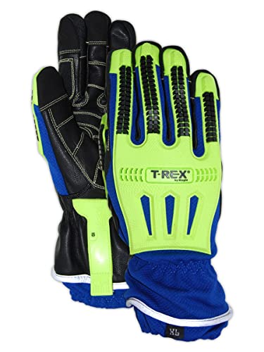 MAGID TRX614W Arctic Windstorm Series Impact Gloves | ANSI A2 Cut Resistant Winter Thermal Safety Work Gloves with Membrane, Blue Green, Size 9 L (1 Pair)