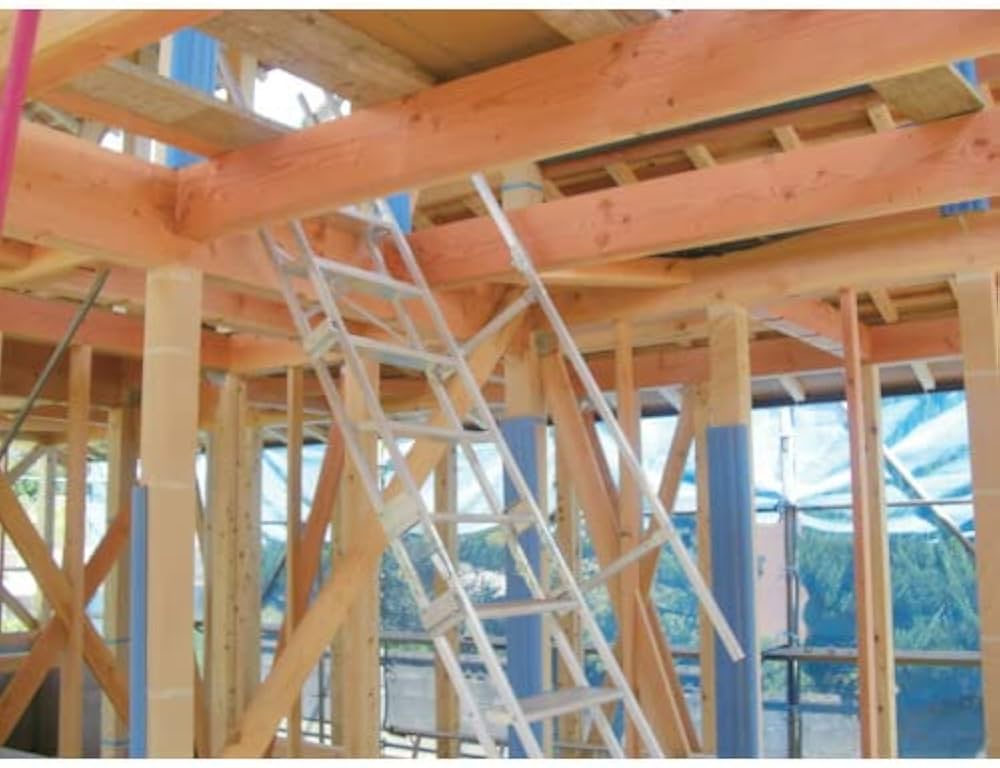 長谷川工業 アルミ仮設階段はしご K 建作くん(15896) （オプション手摺）