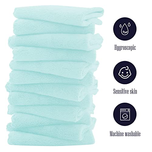 Image of 16 Pack Baby Washcloths - Luxury Coral Fleece - Extra Absorbent and Soft Wash Clothes for Newborns, Infants and Toddlers - Suitable for Sensitive Skin and New Born-Baby Shower-Frozen Blue,10x10 Inch