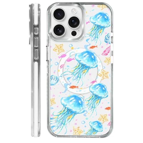 Coque transparente iPhone 15 Pro Max VisEnt motif méduse bleue antichoc