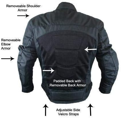 Xelement CF380 Men's 'Devious' Black Mesh Jacket with CE X-Armor Protection - 4X-Large
