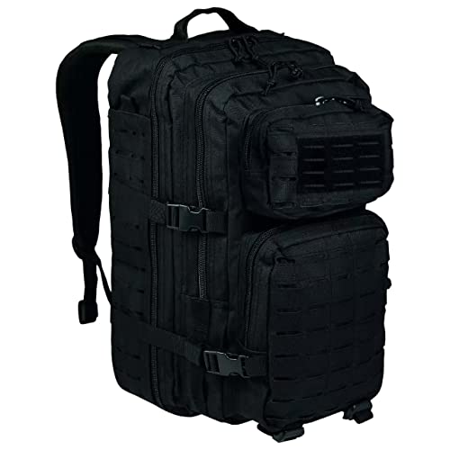 BaHoki Essentials Large Size Tactical Backpack - Military Rucksack with Molle Bags - Ventilated Mesh Adjustable Bag (Black)