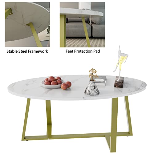 Wolawu-Oval-Faux-White-Marble-Coffee-Table-Wooden-Gold-Elliptic-Modern-Side-End-Table-for-Coffee-Dinning-Living-Room-Kitchen-Small-Stand-Modern-Design-Home-Furniture-White-Marble-Table-for-Couch