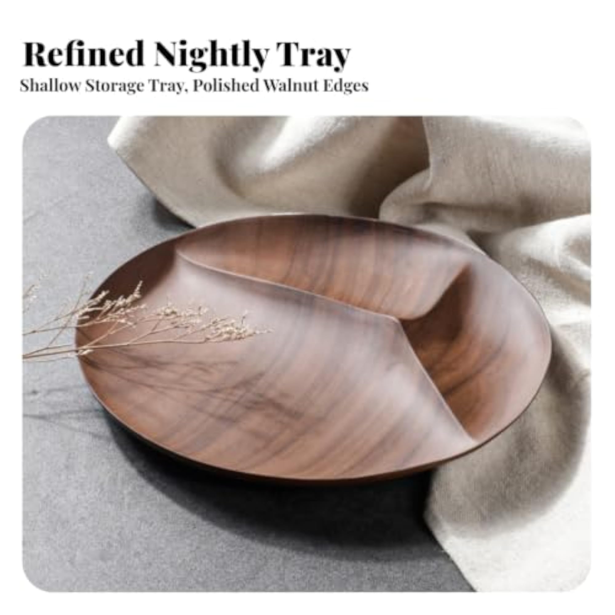 Walnut-Toned Catchall Tray for Entryway