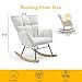 Teddy Glider Rocker Chair, Upholstered Rocking Chair for Nursery, Accent Chair with Headrest/Side Pocket, Comfy Baby Rocker Armchair & Adult Rocking Chair (Teddy, White Without Headrest, Single)
