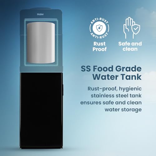 Image of Haier HWD-3BPFS Floor Standing Water Dispenser, Hot, Cold & Normal Water, LED Indicator, Child Lock, Anti-Rodent, Anti-Corrosive, Midnight Black | Pro Series