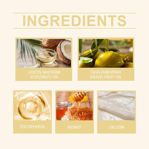 Flygragon Whipped Beef Tallow and Honey Balm, Grass Fed Grass Finished Face Cream, Tallow Face Moisturizer, Hydrates and Nourish Your Skin, Natural Face Moisturizer Body Lotion for Dry (2PCS)