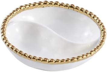 Pampa Bay Titanium-Plated Porcelain Golden Salerno Mini 2-Section Platter, 5.5 x 1.5in