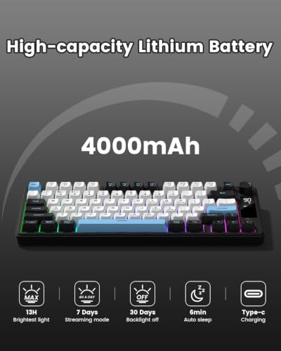 Image of DK75 75% Wireless Gaming Keyboard, RGB Backlit Creamy Keyboard with Media Knob, OLED Screen, Tri-Mode 2.4GHz /USB-C /BT5.0, Anti-Ghosting No-Conflict Silent Membrane Keyboard for MAC Windows