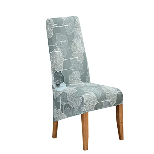 Chickwin Large High Back Dining Chair Covers, Leaf Print Chairs Slipcovers Set of 1 2 4 6 8, Elastic Stretch Chair Protectors for Dining Room, Kitchen, Hotel, Wedding (1 Pieces,Ginkgo Biloba)