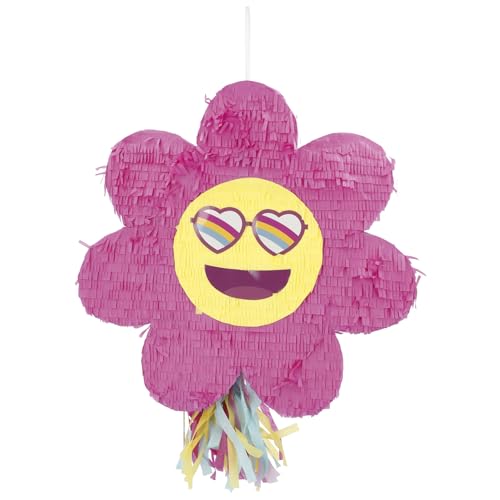 Folat B.V.-Folat 25037 Retro Hippie Piñata-Boho Girlz-31 x 45 x 10 cm-Signo de la paz Flor de margarita arcoíris para suministros de decoración de fiestas infantiles, color colourful