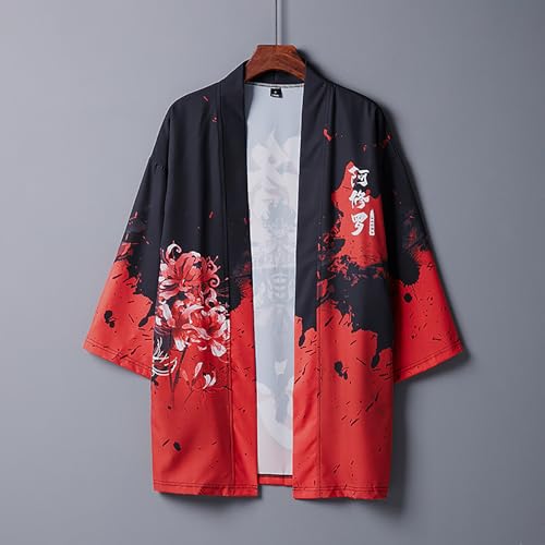 Image of Women's and Men Cardigan Jackets Lightweight Japanese Kimono Long Sleeves Open Front Coat