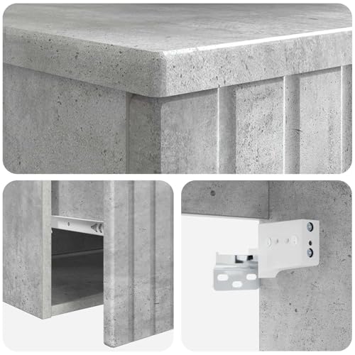 Mueble para lavabo de madera gris hormigón con almacenamiento de pared 49 cm 6