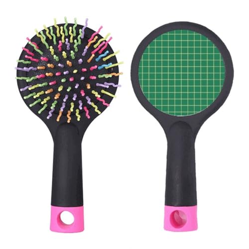 Brosse à cheveux démêlante anti-casse verte et blanche à picots flexibles