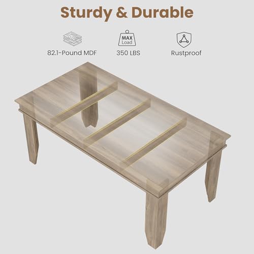 Image of GarveeHome Farmhouse Dining Table for 4-6 People, 63 in Long Kitchen Tables with Wooden Sturdy Frame, 5 ft Large Rectangular Dinner Table for Dining Room, Kitchen, Natural Oak, 63 inch Non-extendable