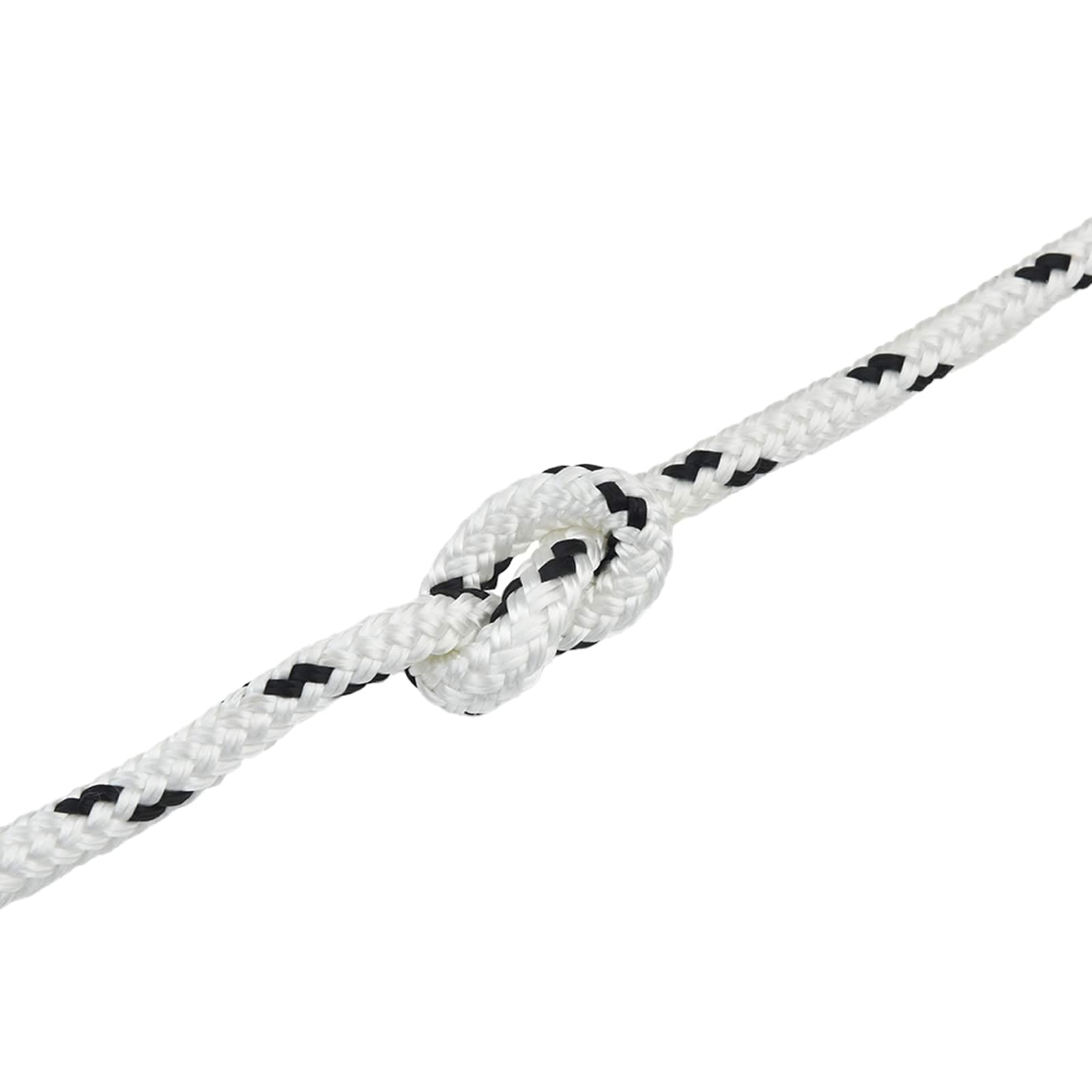 Cuerda de poliéster resistente de 12 m, 10 mm de diámetro, para barcos y jardín, resistente cuerda de amarre con extremos redondos, cuerda multiusos, color negro y blanco