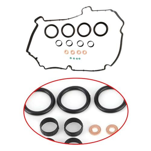 Riloer Injektor-Dichtungssatz, Kraftstoffeinspritzdüsen-Dichtungssatz, Dichtungsscheibe für Benzineinspritzdüsen, kompatibel mit Ford Fiesta MK5 1.4 TDCi, 1348623 1148106