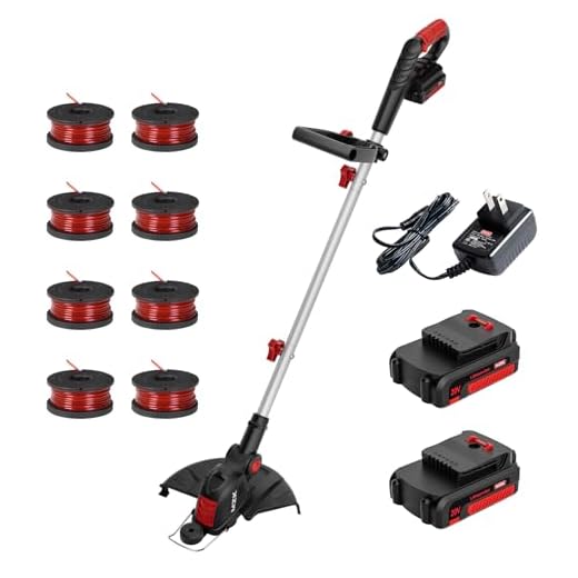 MZK 20V 12'' Cordless String Trimmer, Grass Trimmer&Edger with 8 Replacement Spools, Battery Powered Weed Trimmer with Auto Line Feed for Garden, Lawn(2 * 2AH Battery and Charger Included),ST12D07