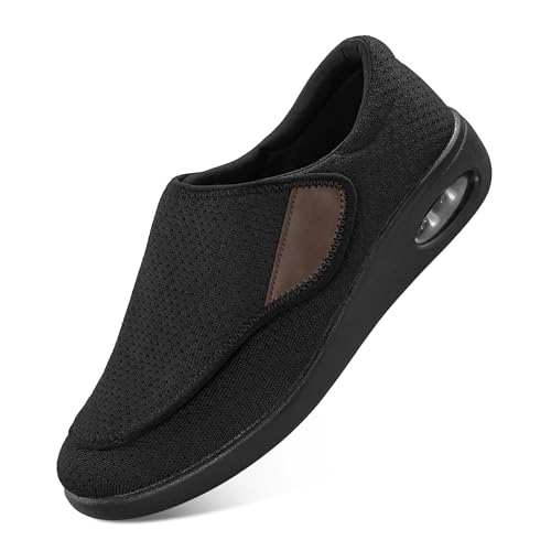 Women's Diabetic Shoes Wide Slip-on Orthopedic Shoes Arch Support Walking Sneakers with Air Cushion Adjustable Closure for Swollen Feet Pain Relief